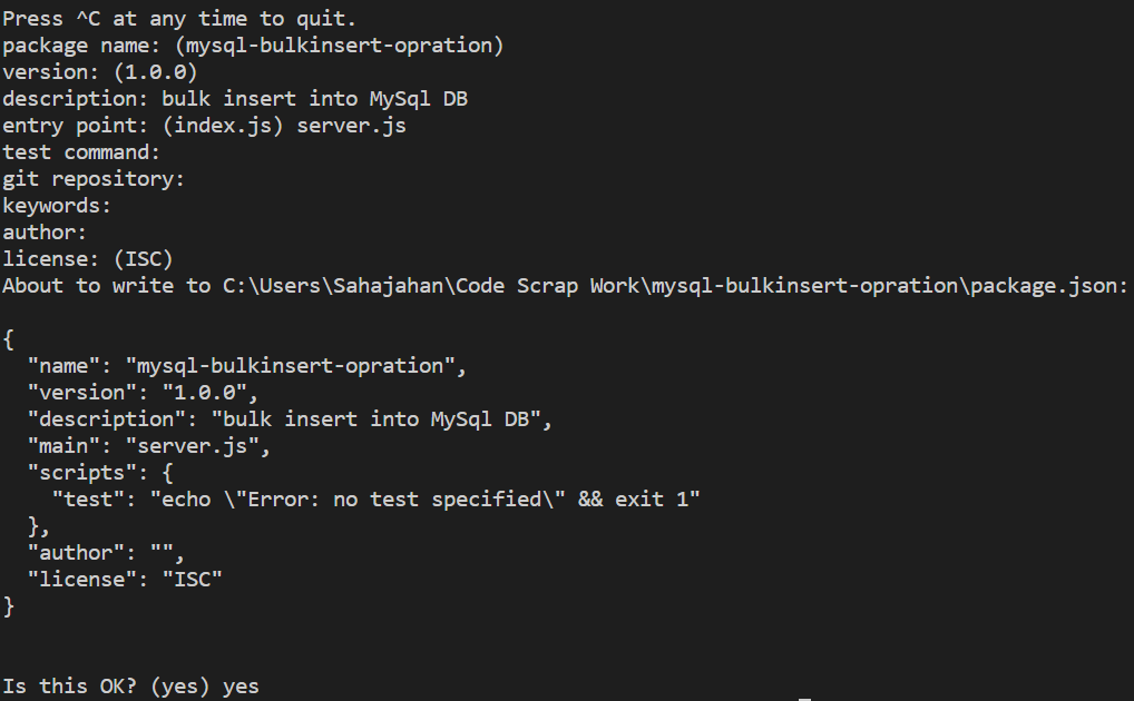 Insert Multiple Bulk Records Into Mysql Db Using Node Js Code Scrap